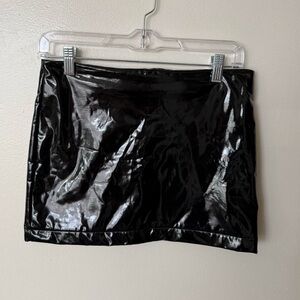 Edikted black vinyl micro skirt
